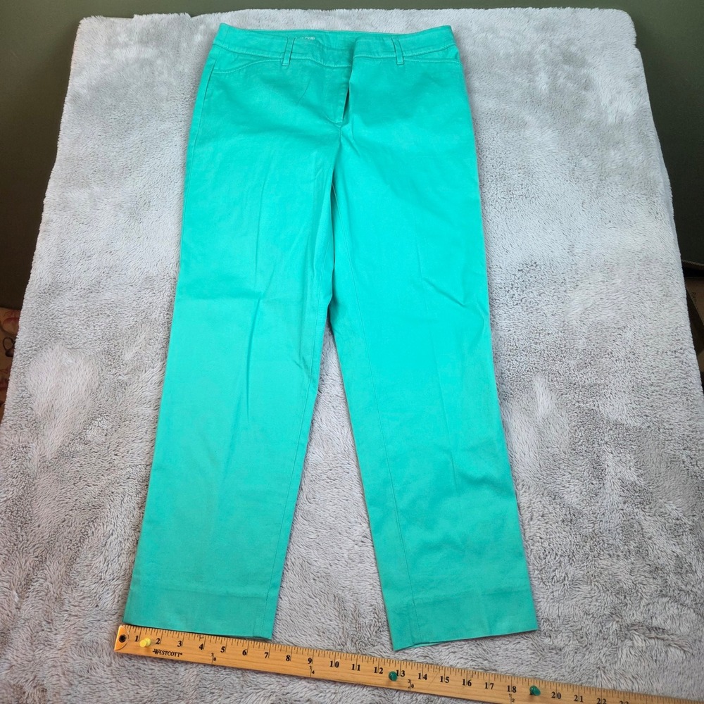 Talbots Perfect Crop Pants Womens Sz 6 Straight Leg Stretch Twill‎ Teal Green
